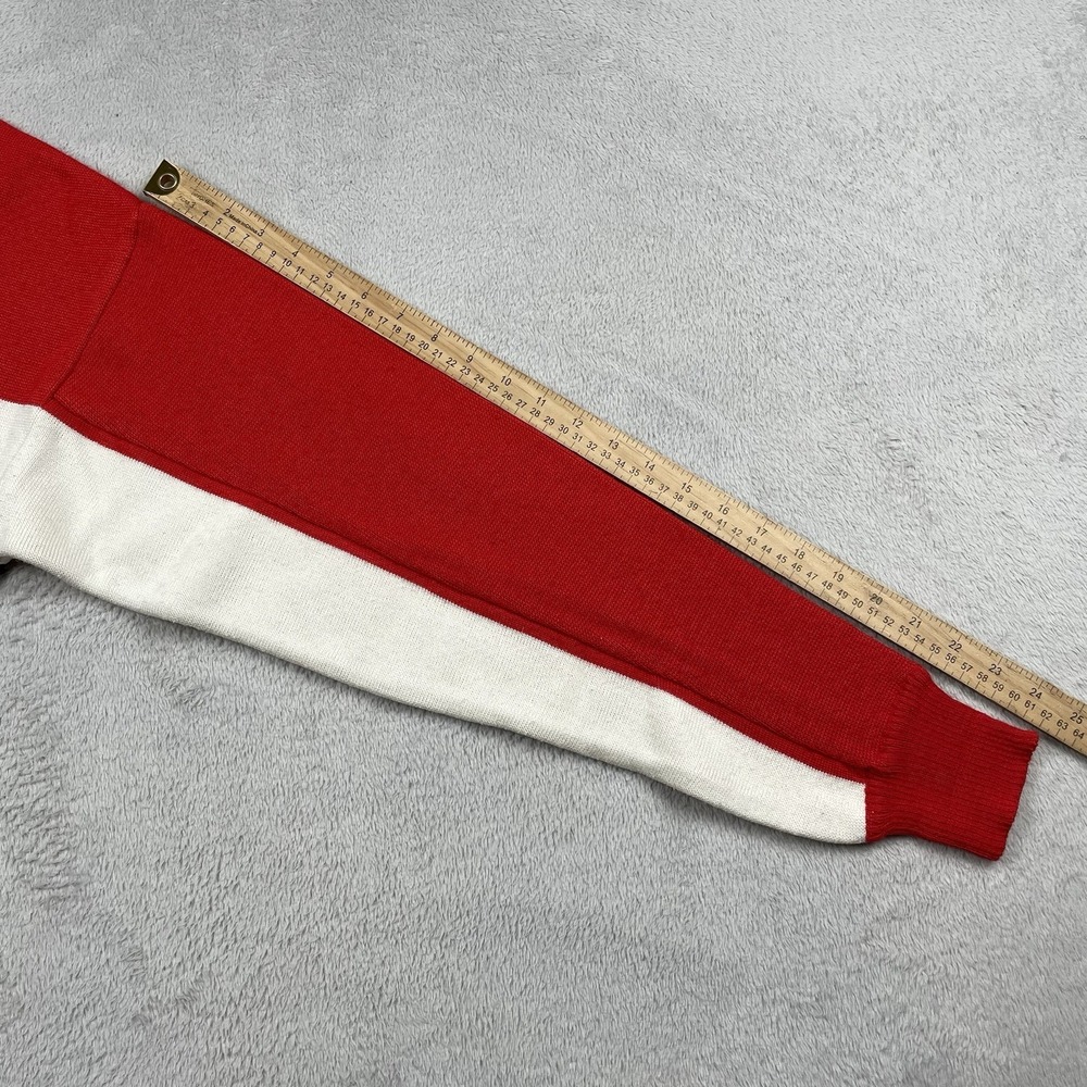 Vintage Tyrolia Sweater Mens Large Red Wool Acrylic Colorblock Ski Winter READ - Picture 7 of 10